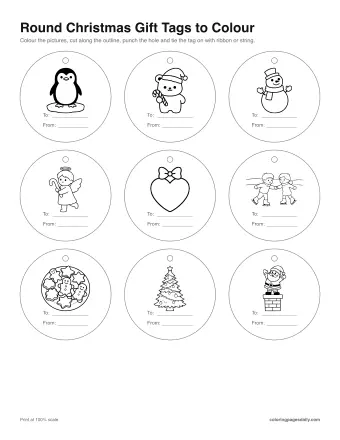 Preview: Round gift tags to colour 1