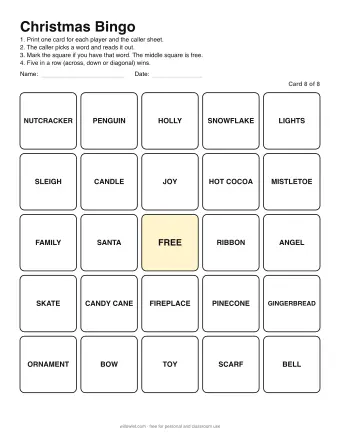 Preview of Christmas Bingo: Card 8 of 8