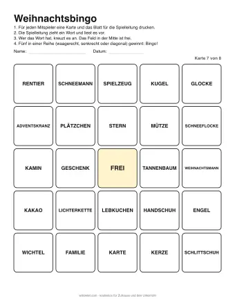 Vorschau: Weihnachtsbingo: Karte 7 von 8