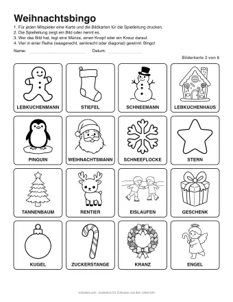 Vorschau: Weihnachtsbingo: Bilderkarte 3 von 8
