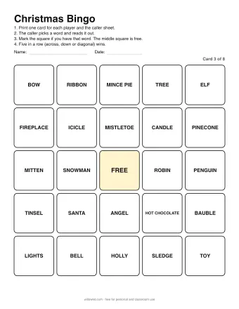 Preview of Christmas Bingo: Card 3 of 8