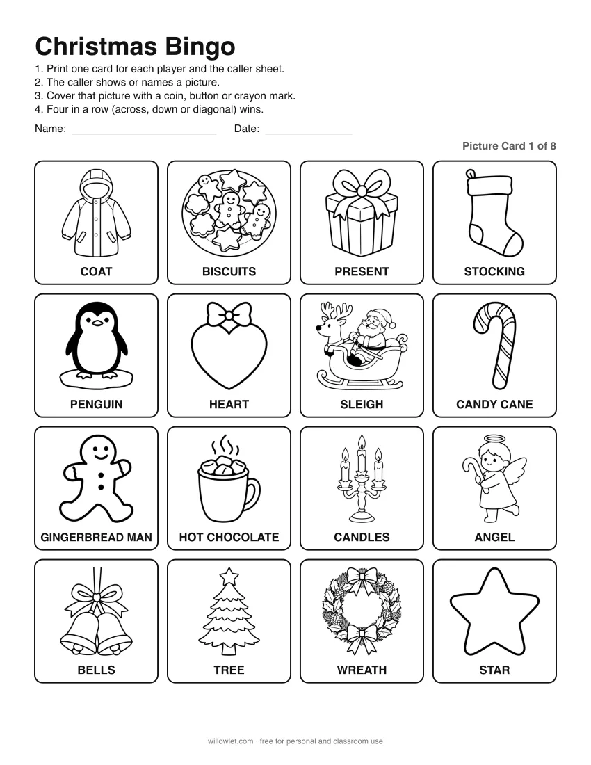 Preview of Christmas Bingo: Picture Card 1 of 8