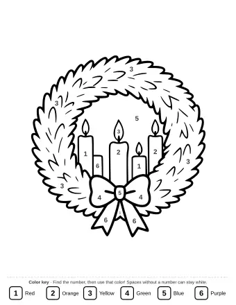 Line art of an Advent wreath with four candles for coloring