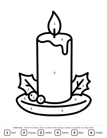 A single large candle with a steady flame sitting on a decorative plate with holly.