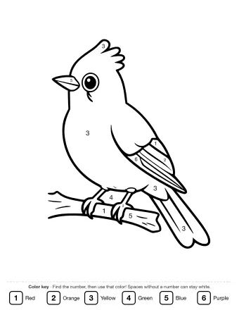 Line drawing of a blue jay perched on a branch, showing its pointed crest, open beak, and banded tail feathers.