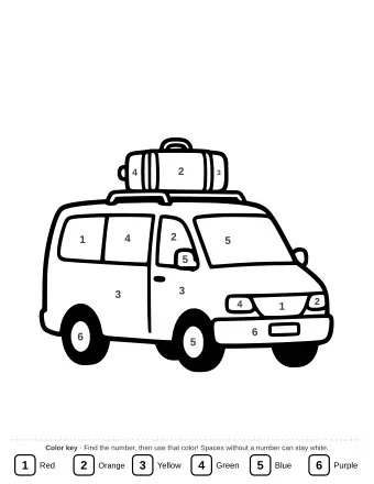 Line art of a family minivan for coloring