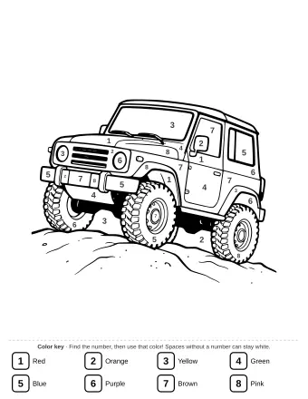 Line art of a rugged off-road SUV climbing rocks