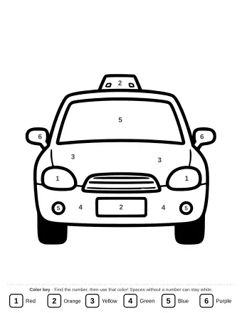 Line art of a classic taxi cab for coloring