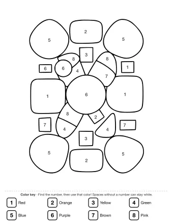 Black and white line drawing of an abstract composition of interlocking geometric shapes, including circles, squares, and rounded polygons arranged in a dense, overlapping pattern.