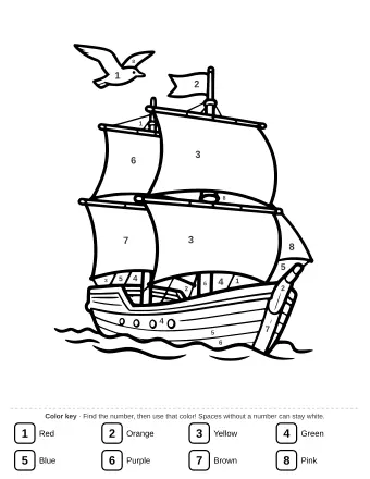 Line art of the Mayflower ship for coloring