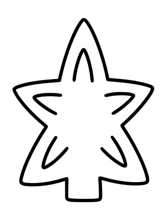 Un gran contorno de estrella de cinco puntas con líneas decorativas curvas en el interior, que se asemeja al adorno de un árbol de Navidad.