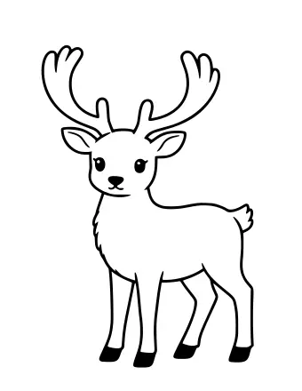 Dessin d’un cerf de profil, avec un grand bois.