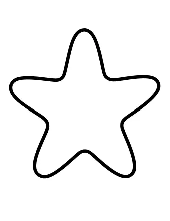 Black and white line drawing of a five-pointed starfish with a textured surface on a white background.