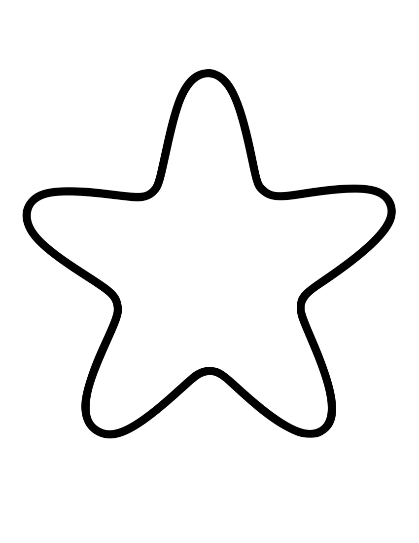 Black and white line drawing of a five-pointed starfish with a textured surface on a white background.